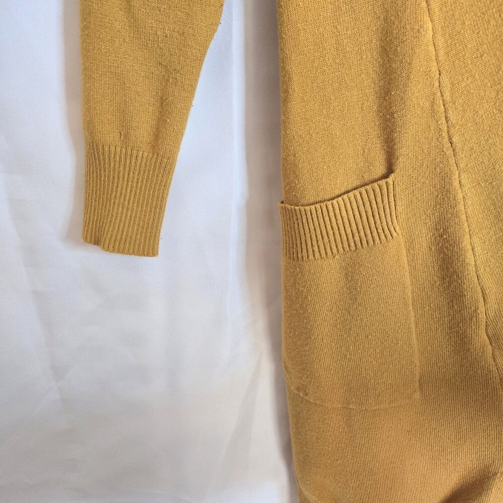 CIELO Cardigan Open Front Long Sleeves Yellow Mustard 2 Pockets Women Medium - Picture 8 of 8
